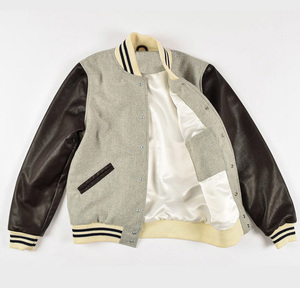 Unisex Fashionable Varsity <b>Jacket</b> Stand Patchwork Design Front Comfortable Breathable High Quality 100% Wool Durable Casual Wear - Product Image 3