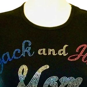 Black Short Sleeve Crew Neck <b>T</b> <b>Shirt</b> with Colorful Jack and Jill Mom Embroidered Lettering Graphic Women's Casual Fashion - Product Image 2