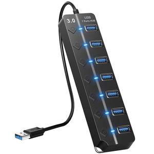 Hub USB 3.0 de 7 Puertos de Alta Velocidad (5Gbps) con Interruptor de Encendido/Apagado Independiente, Expansor de Datos USB para PC - Product Image 1