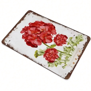 CIFbuy Elegante targa in metallo con motivo floreale geranio vintage, per bar, ufficio, garage, lettere, servizio di ritiro - Product Image 5
