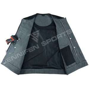 Nuevo Chaleco de Motociclista de Cuero Vacuno Genuino y Mezclilla de Color Personalizado a la Moda para Hombre, Talla Grande, Chaleco de Cuero sin Mangas para Verano - Product Image 6