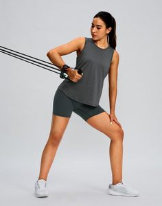 Camiseta sin mangas para mujer, de algodón acanalado, estilo camisola, ajuste ceñido, informal, para verano, gimnasio, yoga, top corto, transpirable, elástico, a la moda para damas - Product Image 5