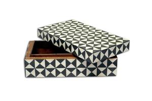 Natural Bone Inlay Jewelry <b>Box</b>: Black and White Geometric Storage: Handmade Horn Inlay <b>Trinket</b> <b>Box</b> | Decorative Storage – Geomet - Product Image 2