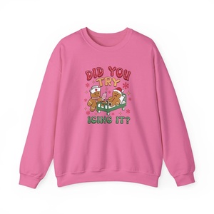 Avez-vous essayé de le glacer ? Sweat-shirt amusant pour les fêtes d'hiver avec des hommes en pain d'épices imprimés numériquement et brodés - 100% coton - Product Image 6