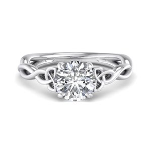 Bague en Moissanite et Diamant sur Base Argentée de Qualité Supérieure, Design Torsadé à Quatre Griffes, Cadeau Spécial Saint-Valentin pour Femme - Product Image 1