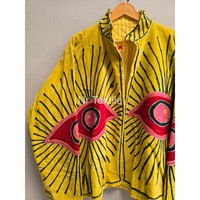 Blouson Bomber en Laine Tricotée Brodé pour Femme, Col Mandarin, Manches Longues, Longueur Standard, Respirant, à Points Ouverts