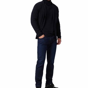 <b>Twin</b> City Men's Dark Wash Straight-Leg Denim Jeans Mid Waist Regular Fit Cotton Casual Autumn Style Solid Color Midweight - Product Image 1