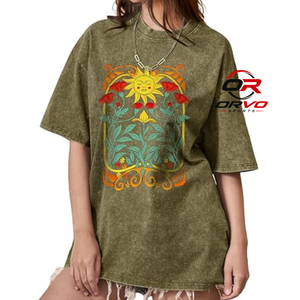 ORVO SPORTS Summer Knitted Logo <b>Sunflower</b> Printed Oversized Plus Size Casual Women's T-<b>Shirt</b> Crew Neck Short Sleeve Floral - Product Image 5