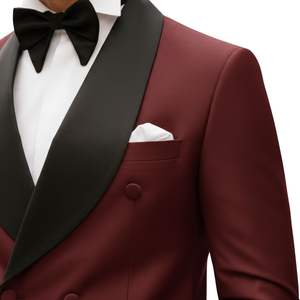 Elegante Traje de Esmoquin Borgoña para Hombre con Solapa de Chal, Dos Piezas, Blazer Rojo Vino para Gala Nocturna, Traje de Novio para Boda - Product Image 6