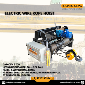 Nouvelle palan électrique à câble de 3 tonnes, portée de levage de 6 m |   Boîte de vitesses INOVIC |   Moteur de 2 kW |   Corde USHA MARTIN |   Garantie de 2 ans |   Métal - Product Image 6