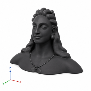 Escultura de Busto de Meditación Impresa en 3D en Negro Mate con Precisión de 0.1 mm y Acabado de Superficie Ultra Suave para Decoración de Hogar u Oficina - Product Image 1