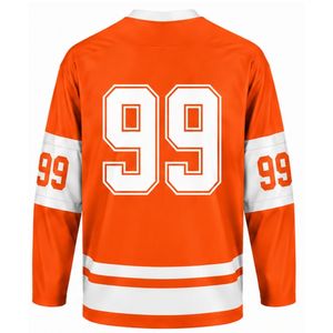 Men Orange Sublimated Ice Hockey Set Jersey Shorts Polyester Striped <b>Athletic</b> Sports Outfit Team Training Match Apparel - Product Image 5