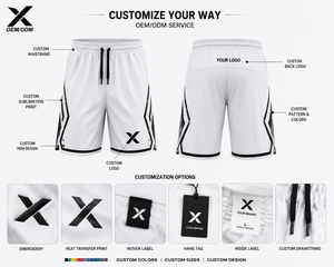 Shorts de basketball sublimés pour hommes X Sports City, taille élastique, évacuation de l'humidité, séchage rapide, polyester, toutes saisons, coupe classique - Product Image 3