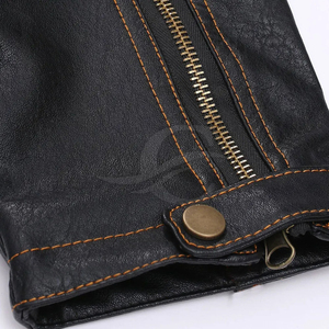 Blouson moto en cuir PU noir pour homme, col rabattu, fermeture éclair, manches classiques, coupe ajustée, coupe-vent, automne - Product Image 6