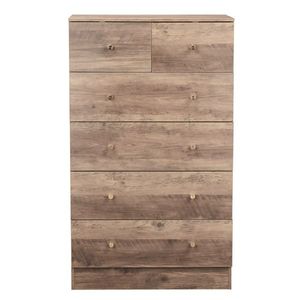 Armoire à tiroirs R279 9 en panneaux de particules gris avec 4+2 tiroirs et poignées dorées mates, 66*40*111cm, finition mélamine texturée, armoires de classement - Product Image 3