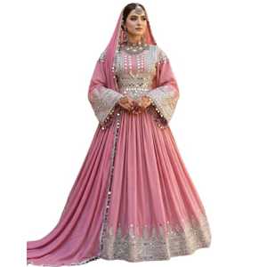 Nuevo Vestido de Novia Afgano Kuchi Moderno en Tono Negro, Corte en A, Largo hasta la Rodilla, Hecho a Mano con Apliques de Bordado Tribal Multicolor - Product Image 1