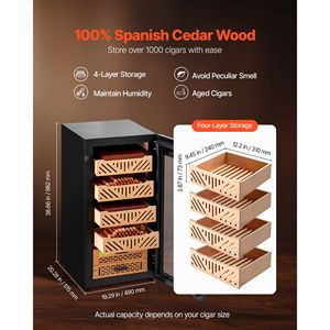 Humidor Électrique pour Cigares 105L, 1000 Cigares, Contrôle Constant de l'Humidité et de la Température, Prise US, Instructions d'Utilisation en Espagnol - Product Image 4