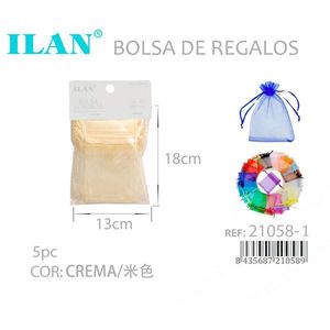 Sacchetti Regalo in Organza Ilan 13x18 Cm 5 Pezzi Colore Crema - Product Image 3