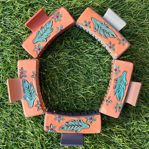 Nouvelles pinces à cheveux personnalisées en cuir usiné à la main Style Cowboy griffe de cheveux en cuir de vachette pour les femmes pinces à cheveux de concepteur de luxe - Product Image 3