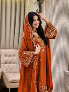 Ensemble Kurti Palazzo brodé marron avec dupatta, costume Salwar pour femme, tenue ethnique pour mariage et fête - Product Image 3