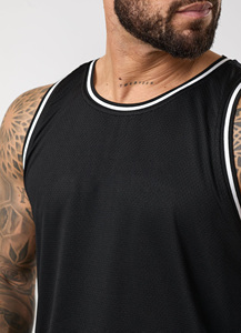 High Quality OEM Custom Men's Black & <b>white</b> Contrast Tank Top and Shorts <b>Set</b>- <b>2</b> <b>Piece</b> Gym Sportswear Breathable Eco-Friendly <b>Set</b> - Product Image 3