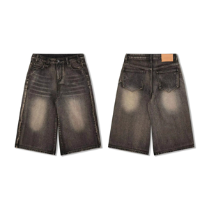 Shorts en jean baggy pour hommes, style vintage délavé à l'acide, streetwear, vente en gros, fabricant OEM - Product Image 1
