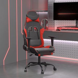 Chaise de jeu en similicuir noir et rouge avec assise réglable en contreplaqué et métal personnalisable pour le confort et le style - Product Image 1