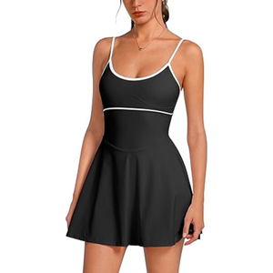 Tenue de sport ajustée pour femme, noire, col carré, 100 % polyester, qualité supérieure, anti-humidité - Product Image 4