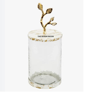 Recipientes de Almacenamiento de Lujo para Cocina, Frascos con Tapas Decorativas, Modernos y Elegantes, de Metal Blanco con Detalles Dorados - Product Image 4