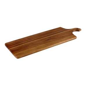 Planche à découper carrée en bois d'acacia longue avec poignée, plateau de service écologique et léger pour charcuterie, fromages, viandes et pain - Product Image 1