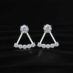 Round Cut Moissanite Detachable Halo <b>Earrings</b> 3 TCW Colorless VVS 14K Gold 2 Way Wear Screw <b>Back</b> Solitaire Jewelry Gift - Product Image 2