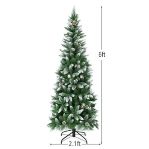 Albero di Natale Artificiale Pre-Illuminato di Alta Qualità, 1,8 Metri, con Pigne, Grande, Effetto Neve, per Esterni, Opzioni di Personalizzazione, Realistico e Durevole - Product Image 1