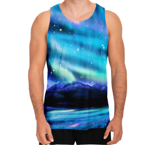 เสื้อกล้ามพิมพ์ลาย Aurora Sky สำหรับผู้ชาย คอกลม สวมใส่สบาย ระบายอากาศได้ดี พิมพ์ลายด้วยเทคนิคซิลค์สกรีน ผ้าฝ้ายถัก  โลโก้ด้านหน้า - Product Image 1