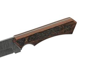 Couteau Viking Damas de 12 pouces - Couteau de camping avec manche gravé, lame pleine longueur et étui pour le camping et les activités de plein air pour hommes - Product Image 2