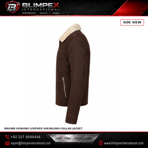 Veste décontractée pour homme en cuir véritable, imperméable, à col montant, avec fermeture éclair, teinte unie, style urbain, collection printemps - Product Image 4