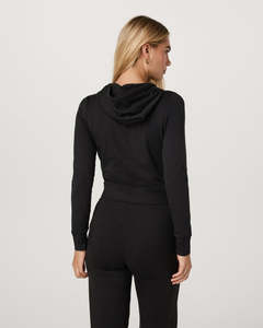 เสื้อฮู้ดครอปสีเหลืองสำหรับผู้หญิง แขนยาว ไหล่ตก มีเชือกผูกโบว์ - Product Image 6