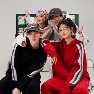 Haute qualité 380gsm 60% coton 40% Polyester automne automne hiver mode surdimensionné rayé manches raglan pull à capuche pour hommes - Product Image 6