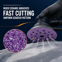 Disque de ponçage en céramique violette DMS Q22T 125/150 mm à fixation auto-agrippante pour la retouche automobile