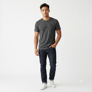 T-shirt à manches courtes pour homme Elementa, bleu marine, col rond, coupe classique, coton éponge, décontracté, respirant, logo imprimé sur le devant - Product Image 5