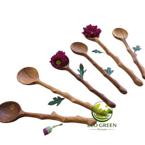 Cuillère en bois artisanale écologique, ustensile de cuisine naturel, outil de cuisson rustique, vaisselle durable pour les boutiques de détail - Product Image 2