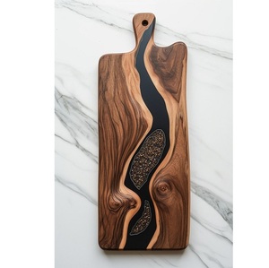 Planche à découper élégante, écologique, durable et légère en résine époxy et bois pour la cuisine, idéale pour couper le fromage, le pain et la viande - Product Image 1