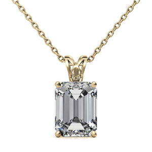 Designer Classic 18k/22k/24k <b>Emerald</b> / Radiant Cut Lab Grown Diamond Vintage Scroll Solitaire <b>Pendant</b> Jewellery For Party's Wear - Product Image 1