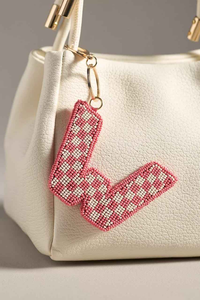 Unique Classic Blue White Striped Handmade Seed Bead Embroidery Gold Metal <b>Keychain</b> Eco-Friendly Bag Charm <b>Personalized</b> Gift - Product Image 6