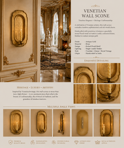 Grand European Venetian Baroque Luxury Wall <b>Sconce</b> Ornate Decorative Wall <b>Light</b> with Elaborate Mirror Detailing, Premium Brass F - Product Image 5