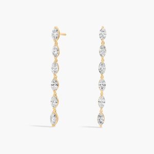 ต่างหูเพชรทรงมาร์คีส์ทองคำขาว 14K เพชรเพาะเลี้ยง - Product Image 1