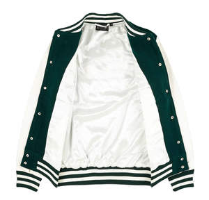 Nouvelle veste universitaire tendance de couleur vert foncé pour homme, style streetwear, manches longues, col côtelé, veste universitaire pour homme - Product Image 2