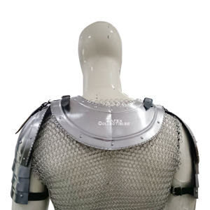 Conjunto de Armadura Medieval de Gorgeta y Pauldron de Acero Suave Plateado para Cuello y Hombros de Caballero, para Disfraces de Recreación Histórica - Product Image 5