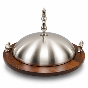 Cúpula Decorativa para Chocolate de Primera Calidad con Plato de Madera para Restaurantes, Hoteles y Bodas, Tamaños y Colores Personalizados Disponibles - Product Image 1