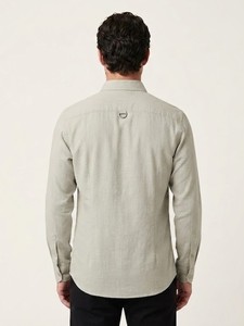 เสื้อเชิ้ตผู้ชาย Enovate สีเทาเซจ ผ้าฝ้ายลำลอง แขนยาว ปกคอพับ สีพื้น ผ้าป๊อปลิน ระบายอากาศได้ดี ป้องกันรอยยับ - Product Image 3