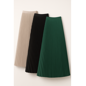 Falda midi plisada para todas las estaciones, ODM/OEM, 100% poliéster tejido, cintura plana, para mujer, de Vietnam. - Product Image 5